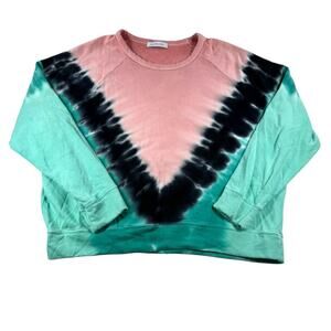 Daydreamer Flying V Varsity Tie Dye Sweatshirt XL Pink Teal Pullover Oversized